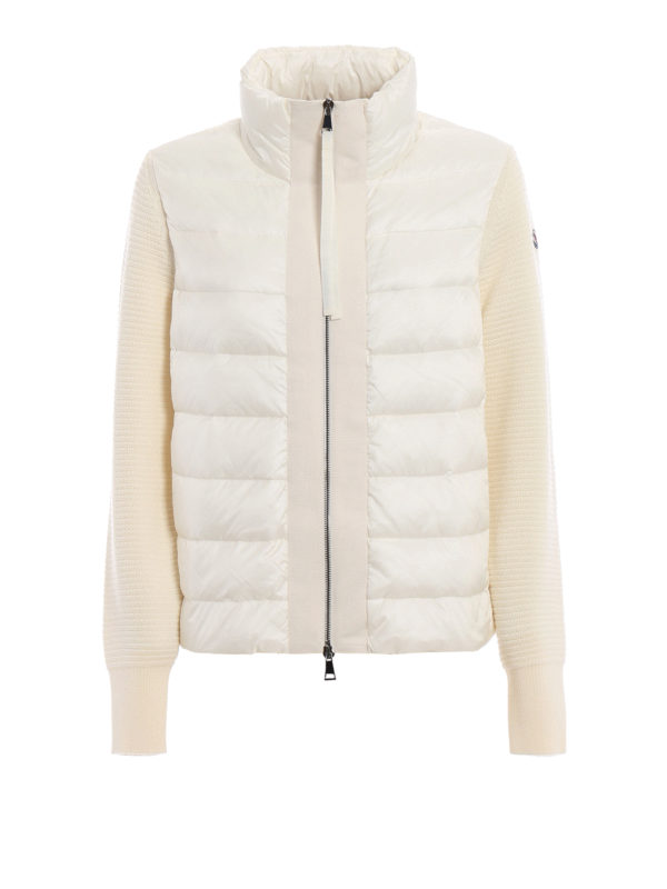 MONCLER: padded jackets - Knit wool sleeved puffer jacket