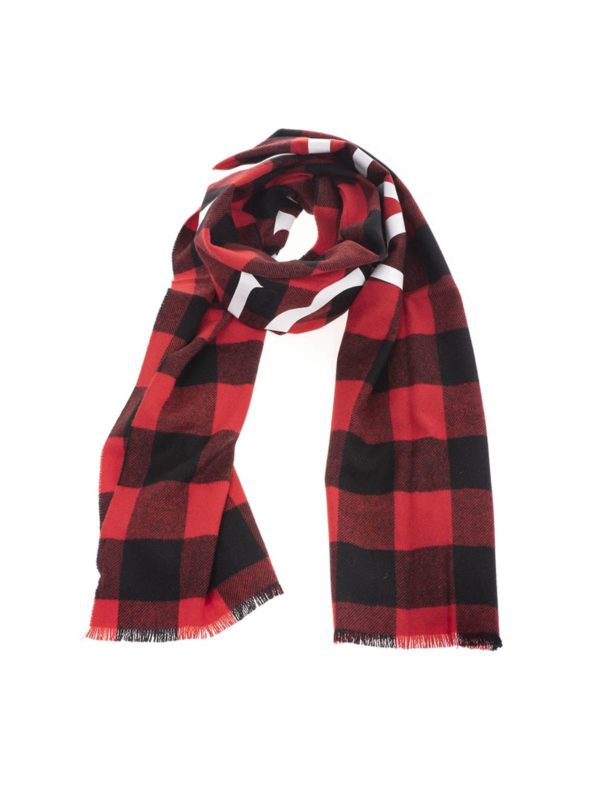 Scarves Moncler - Branded checked scarf in red and black - 3C70700A0154490