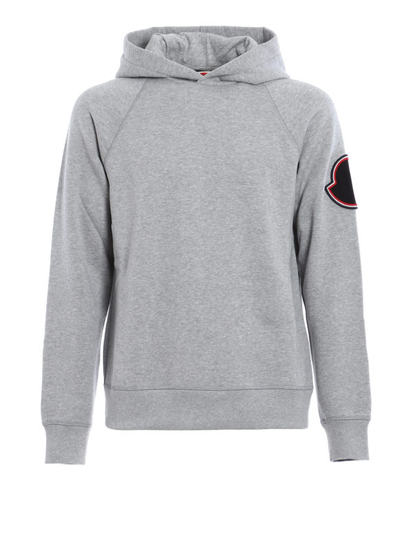 MONCLER: Sweatshirts & Sweaters - Logo patch cotton hoodie