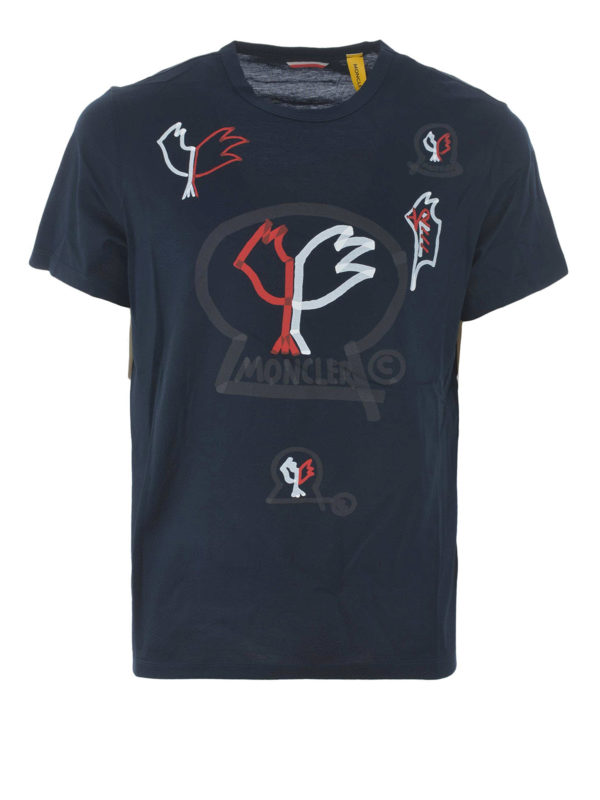 MONCLER: t-shirt - T-shirt in jersey blu Moncler Genius 2