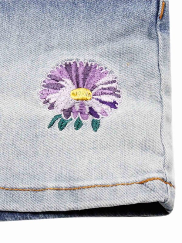 MONNALISA: skirts online - Flower embroidery denim skirt in blue
