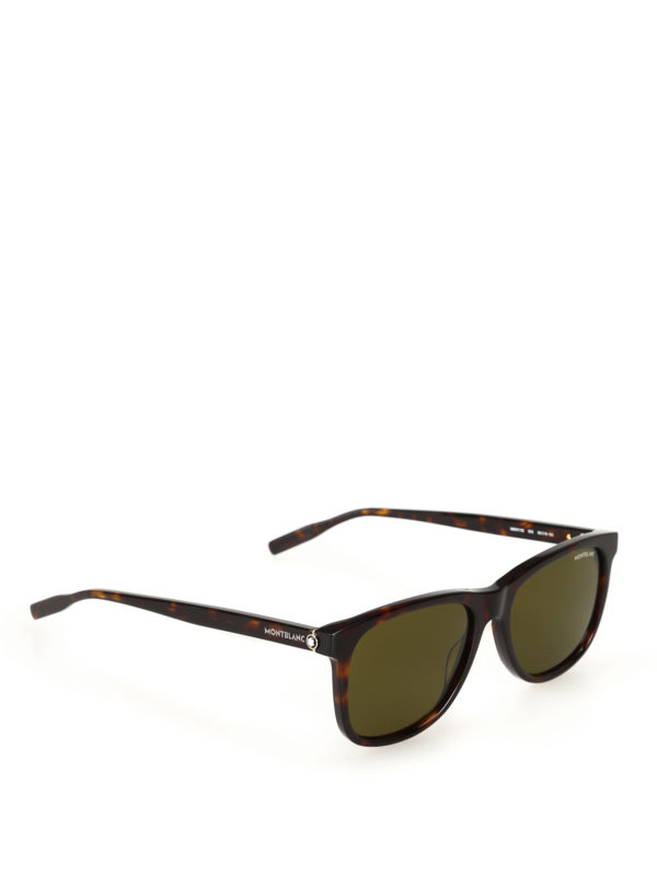 MONTBLANC: sunglasses - Tortoise squared sunglasses