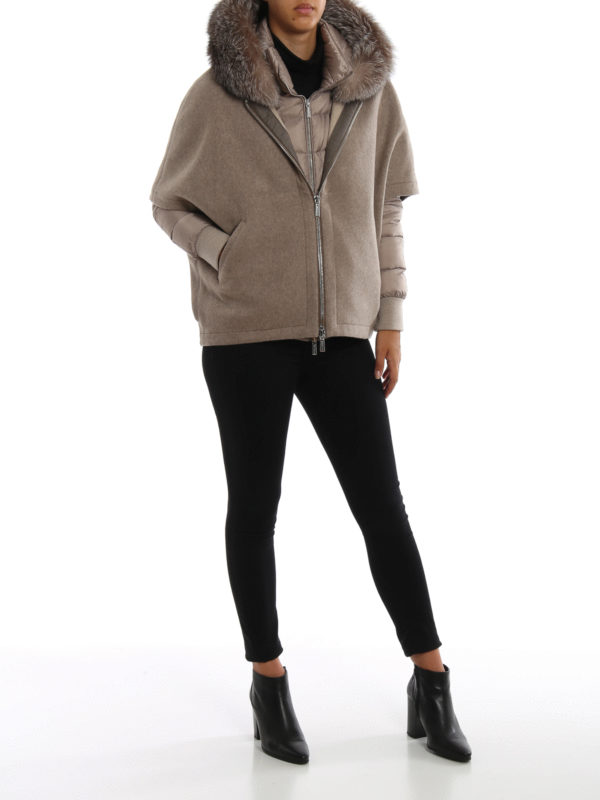 MOORER: padded jackets online - Pegaso cape with puffer jacket