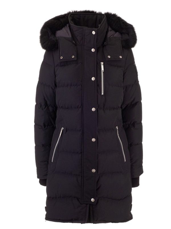MOOSE KNUCKLES: padded coats - Logo patch down jacket in black