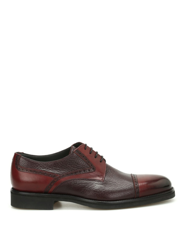 Moreschi Derby deerskin and leather shoes - Dark Red|041234LR