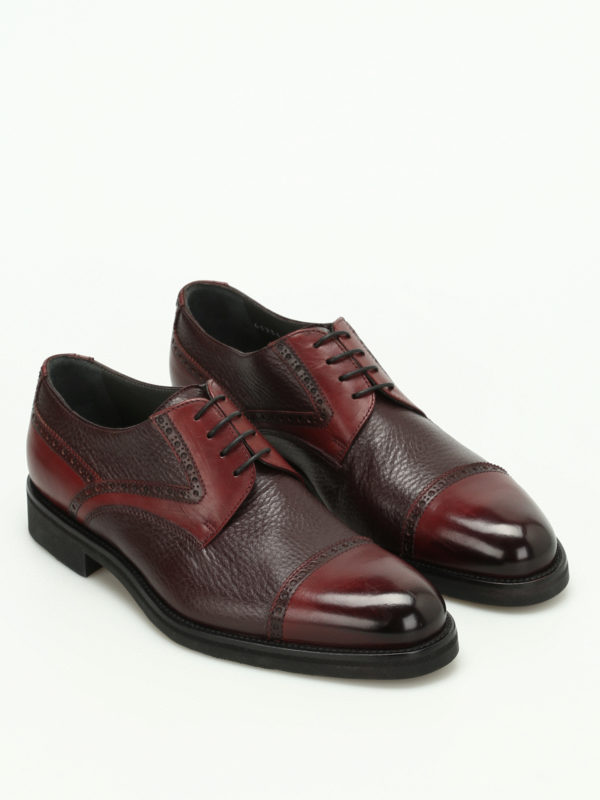 Moreschi Derby deerskin and leather shoes - Dark Red|041234LR