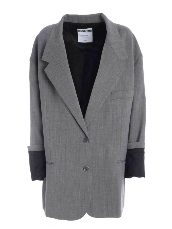 MOSCHINO: blazers - Maxi lapels oversize jacket in grey