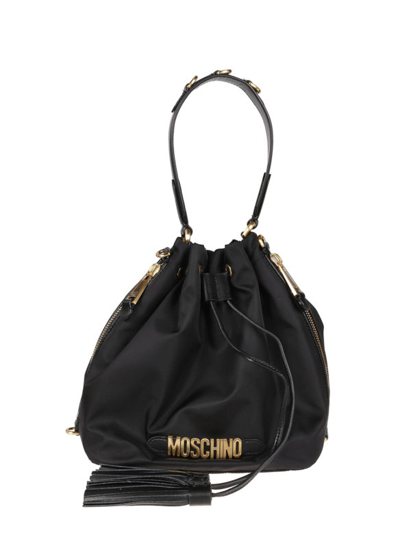 MOSCHINO: Bucket bags - Logo lettering nylon bucket bag