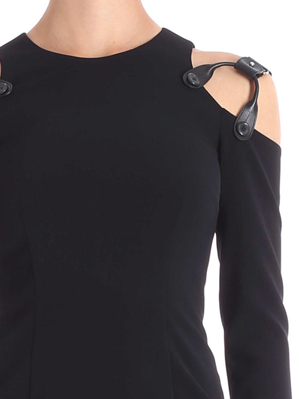 Moschino Leather detailed shoulders short dress|A04575524555