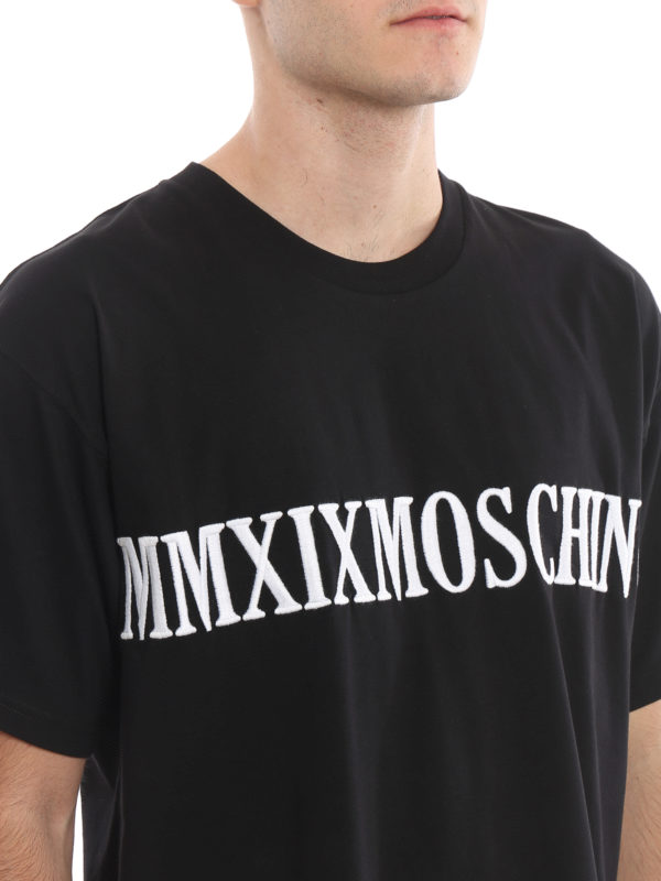 MOSCHINO buy online T-shirt nera con logo ricamato