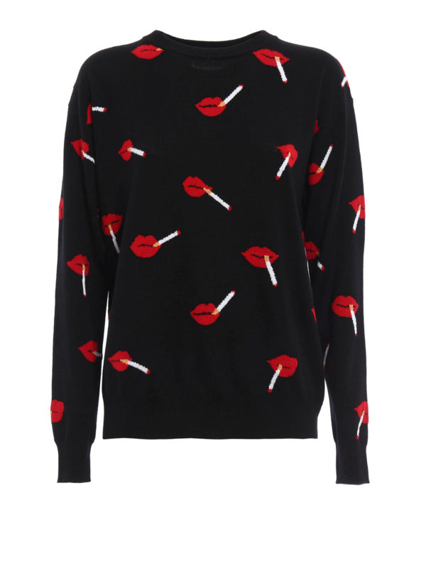 MOSCHINO COUTURE: crew necks - Lips pattern wool pullover