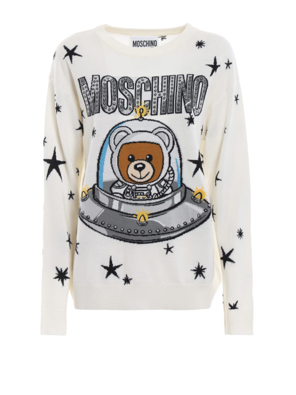 MOSCHINO: Suéteres con cuello pico - Suéter Cuello Redondo - Blanco