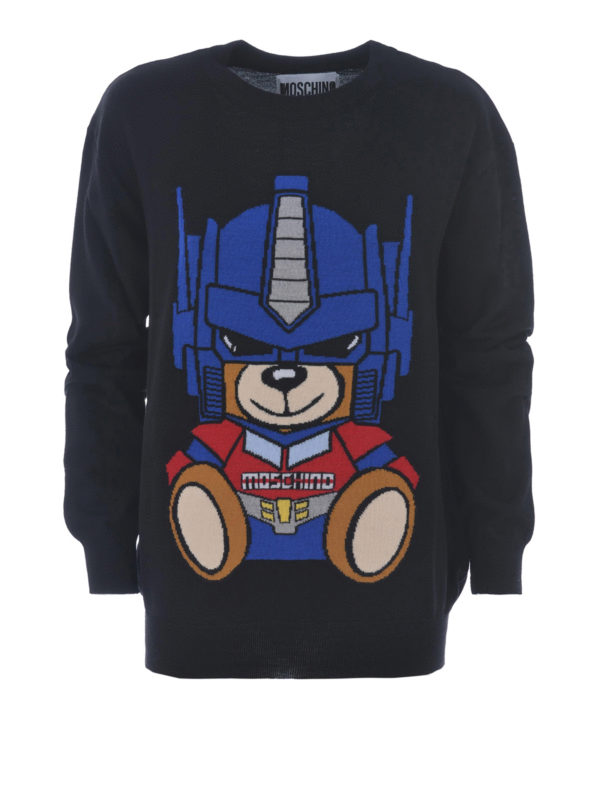 MOSCHINO: Suéteres con cuello pico - Transformers Bear - Negro
