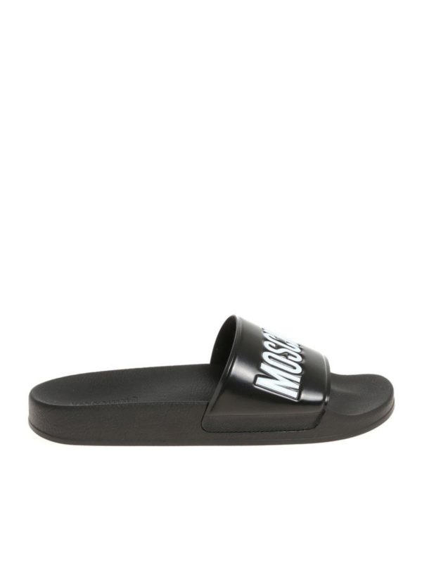 MOSCHINO: ciabattine mare - Ciabatta nera con logo