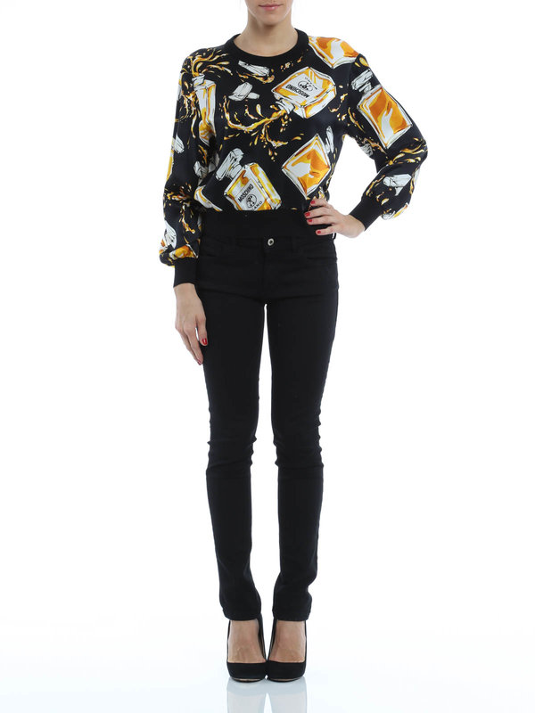 MOSCHINO: blouses online - Perfume print silk blouse