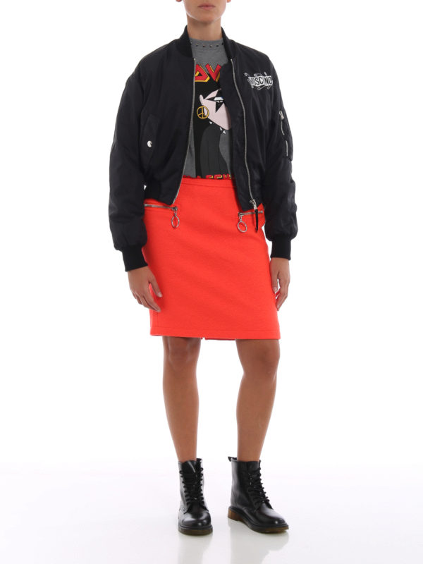 MOSCHINO: bombers online - Logo print bomber jacket