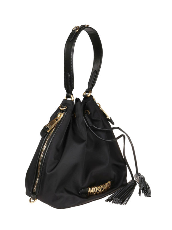 MOSCHINO: Bucket bags online - Logo lettering nylon bucket bag