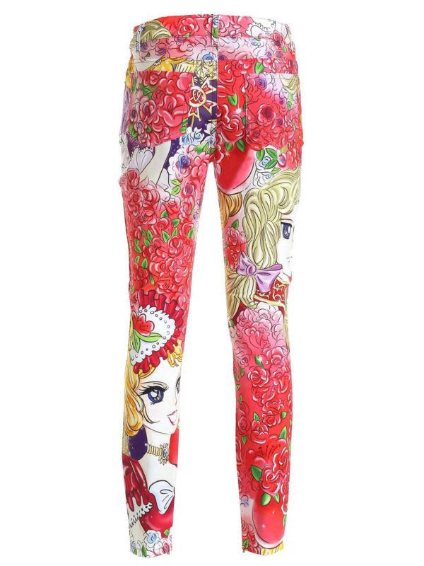 MOSCHINO: casual trousers online - Marie Antoinette print pants in red