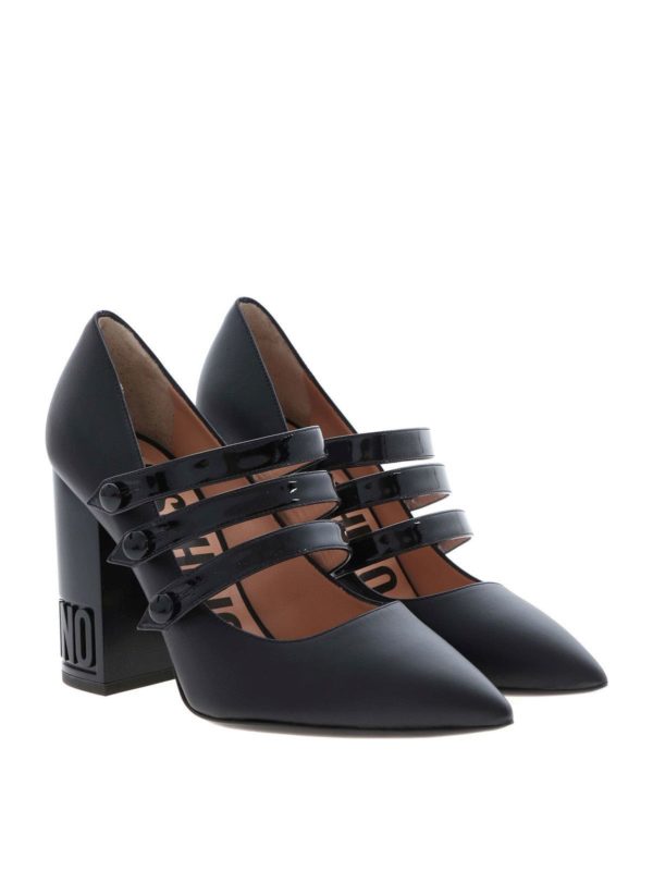 MOSCHINO: court shoes online - Branded heel pointed toe pumps in black