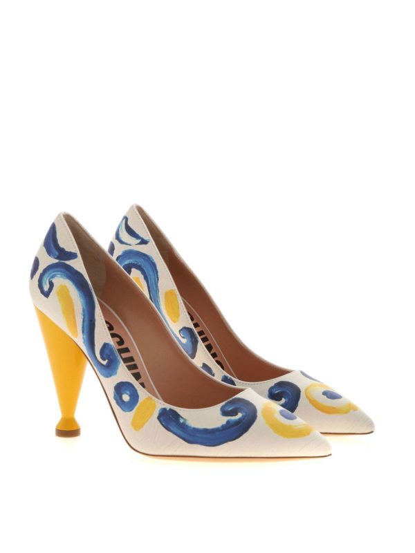 MOSCHINO: court shoes online - Majolica print pumps in ice color