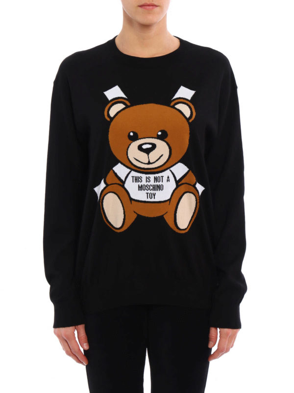 MOSCHINO: Suéteres con cuello pico online - Sudadera Negra Para Mujer