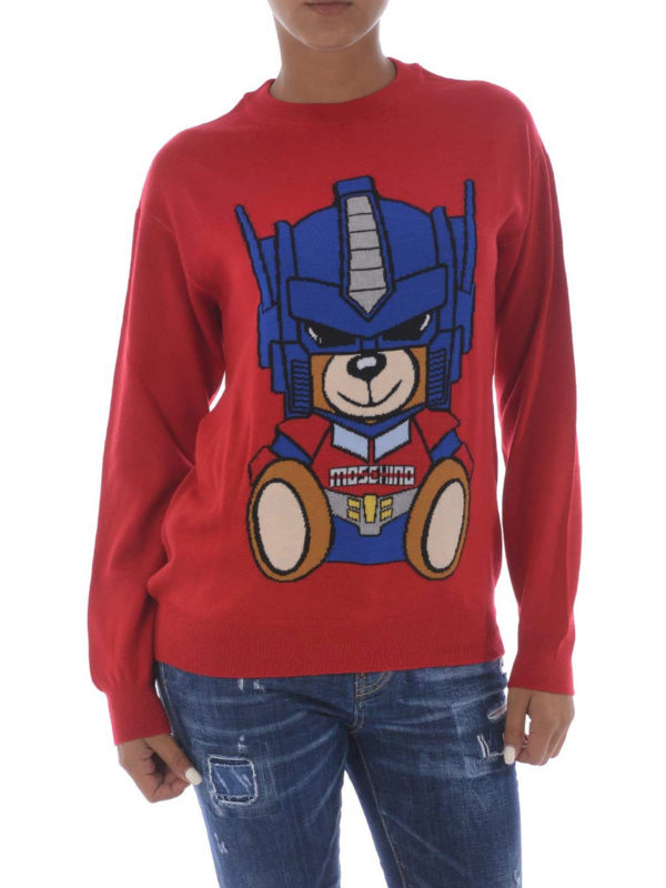 MOSCHINO: Strickpullover mit Rundhalsausschnitt online - Rundhalspullover - Rot