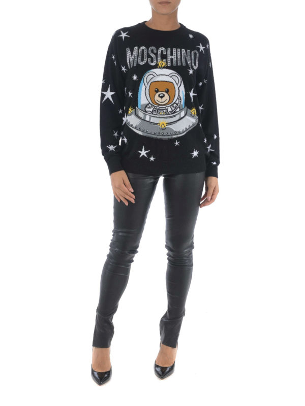 MOSCHINO: Strickpullover mit Rundhalsausschnitt online - Rundhalspullover - Schwarz