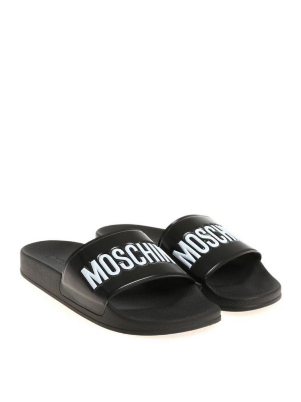 MOSCHINO: ciabattine mare online - Ciabatta nera con logo