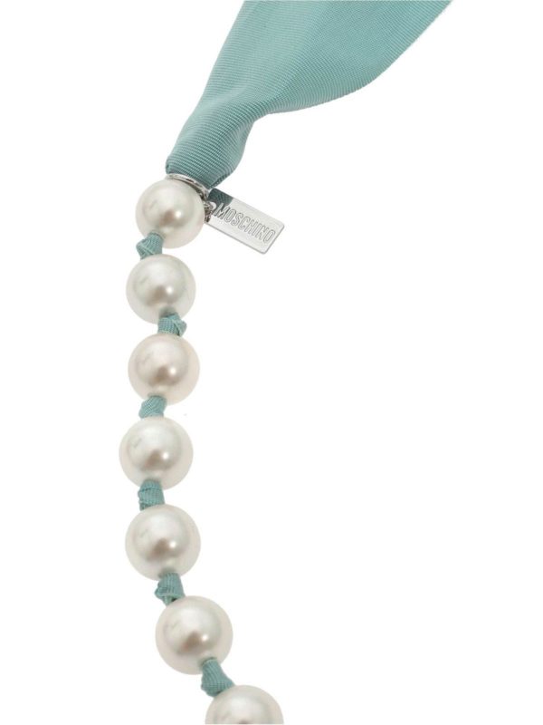MOSCHINO: Necklaces & Chokers online - Pearls and ribbon necklace in light blue
