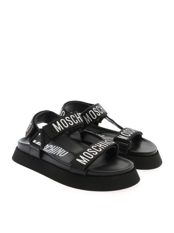MOSCHINO: sandals online - Logo Tape sandals in black