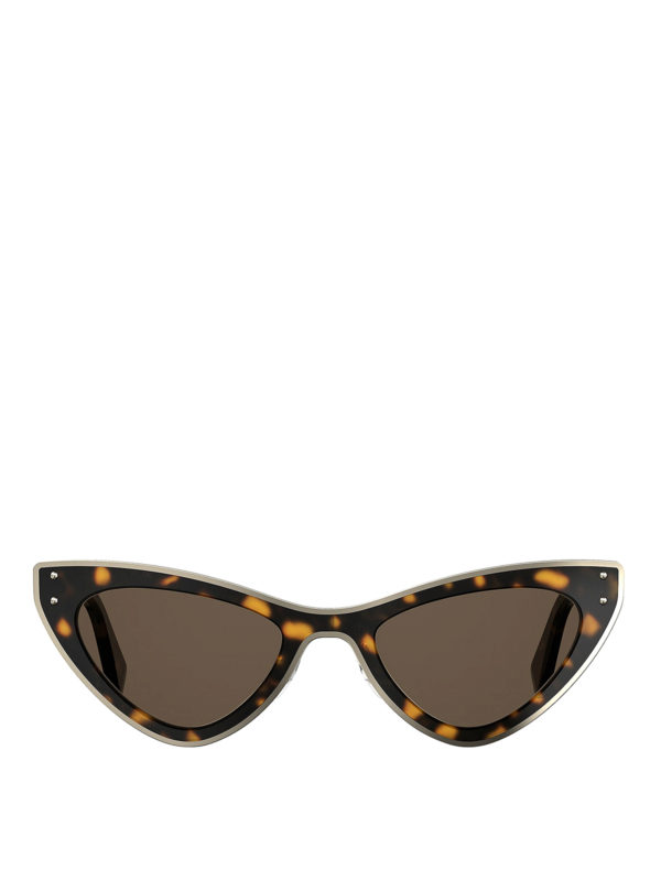 MOSCHINO: sunglasses online - Havana cat eye sunglasses