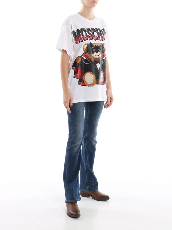 MOSCHINO: t-shirt online - T-shirt oversize con stampa Bat Teddy