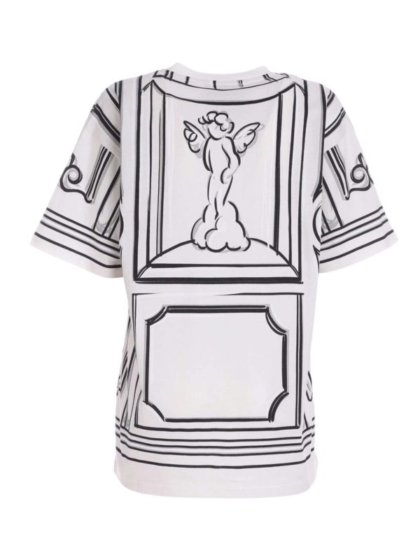 MOSCHINO: t-shirts online - Printed T-shirt in black and white
