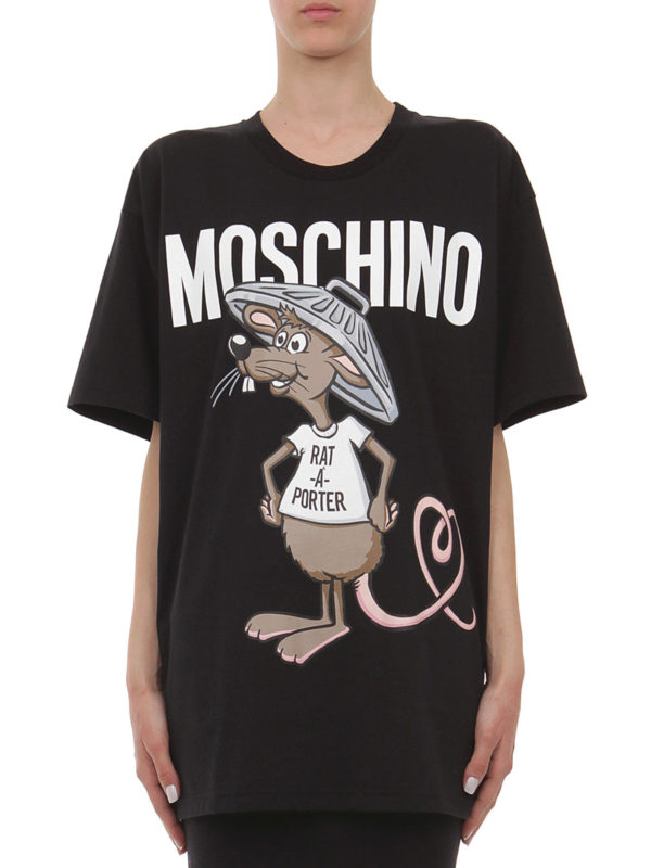 【関税込み】Moschino ブラック Maxi Tシャツ Moschino Rat-à-porter maxi T-shirt - Black - Women | A07031555