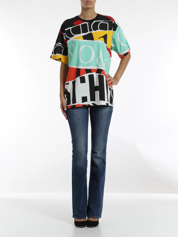 MOSCHINO: t-shirts online - Tear effect logo t-shirt