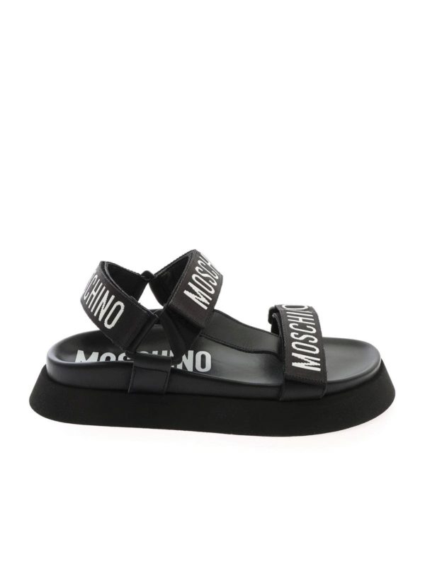 MOSCHINO: sandals - Logo Tape sandals in black