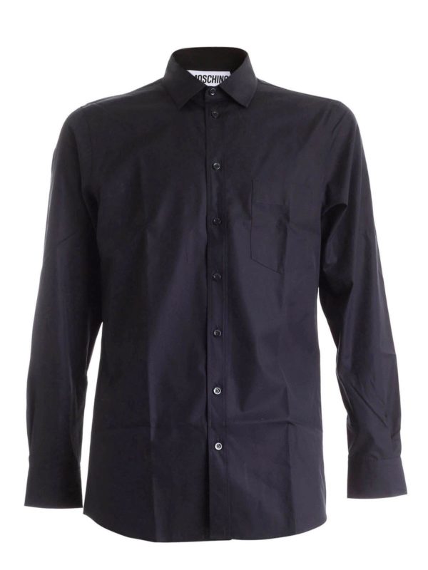 MOSCHINO: shirts - Pins on the collar shirt in black