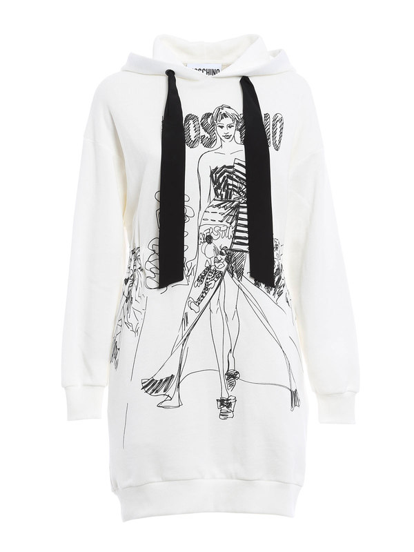 MOSCHINO: short dresses - Printed hooded dress