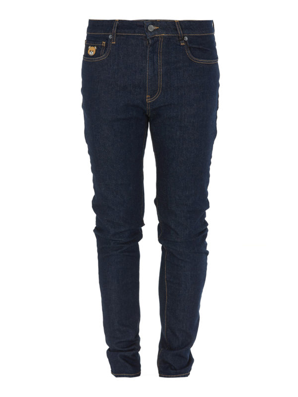 MOSCHINO: straight leg jeans - Teddy Bear patch denim jeans