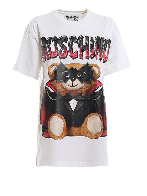 MOSCHINO: t-shirt - T-shirt oversize con stampa Bat Teddy