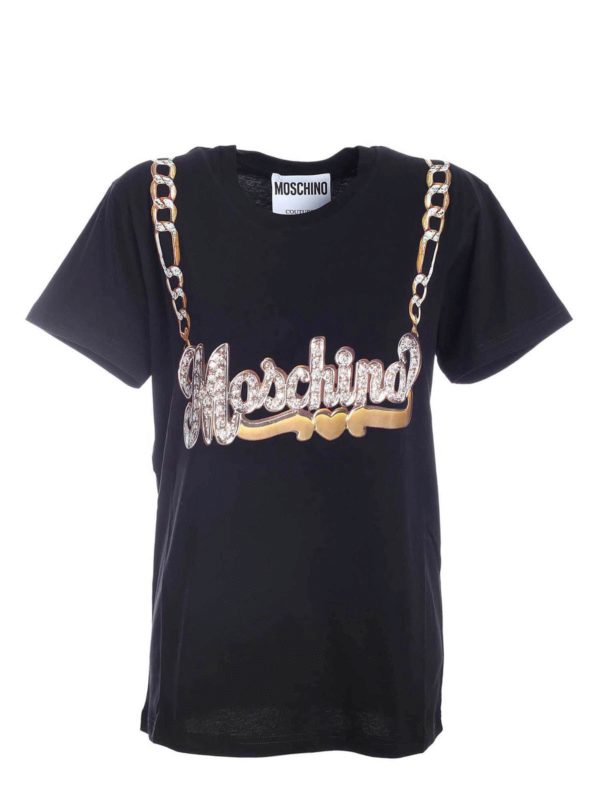 MOSCHINO: t-shirts - Moschino Necklace T-shirt in black
