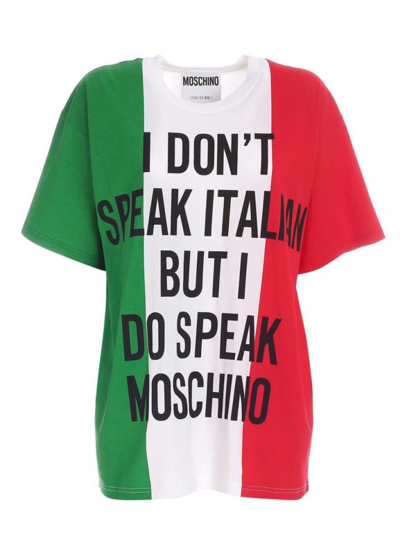 MOSCHINO: t-shirts - Print oversize multicolor T-shirt