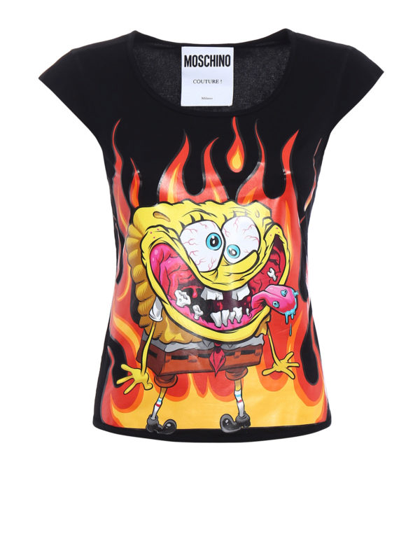 MOSCHINO: t-shirts - SpongeBob print jersey T-shirt