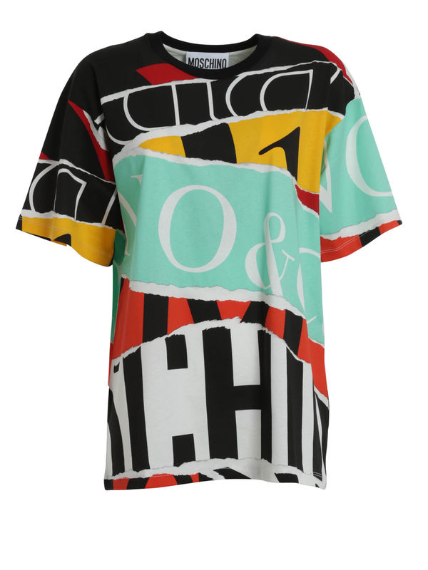 MOSCHINO: t-shirts - Tear effect logo t-shirt