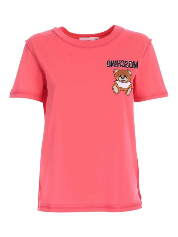 Moschino Teddy Bear embroidery T-shirt in fuchsia | 070304401211