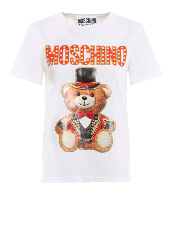 MOSCHINO: t-shirts - White Teddy Circus cotton T-shirt