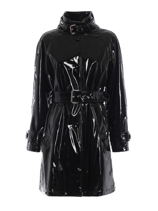 アウターその他 MOSCHINO COUTURE Woman Trench coat Black 06040433 A8555 Moschino Black glossy vinyl trench coat - Black | 06215566A0555