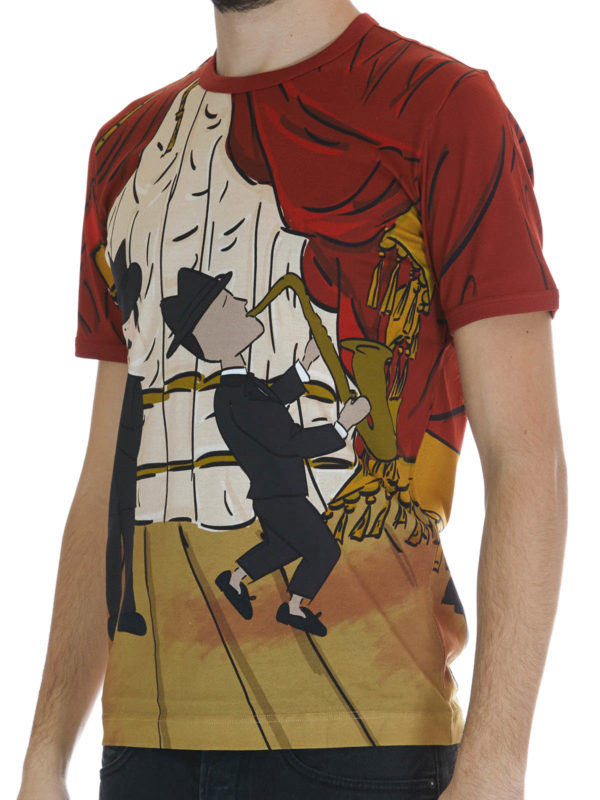 Musicians print cotton T-shirt shop online: DOLCE & GABBANA