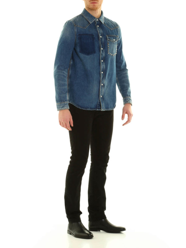 Valentino Garavani N.18 Rockstud Untitled denim shirt|MV3DB92J48G518