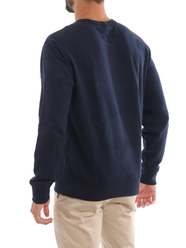 Navy cotton blend sweatshirt shop online: POLO RALPH LAUREN